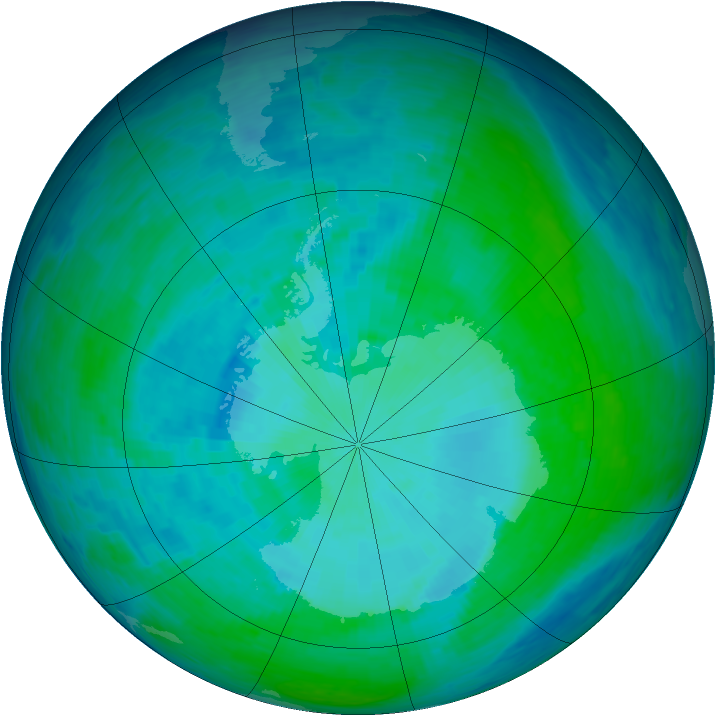 Antarctic ozone map for 05 January 1994